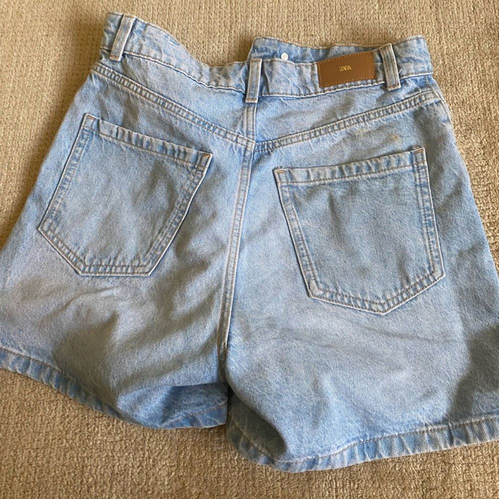 Zara Light Blue Denim Women's Mom Shorts